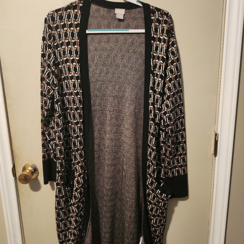 Chicos open front long cardigan